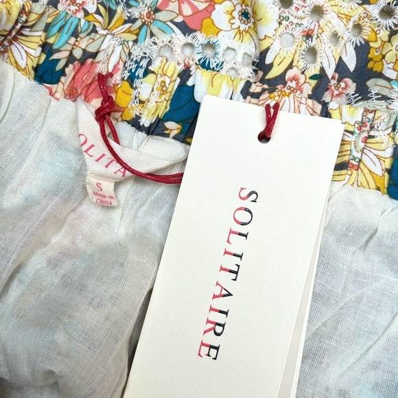 Solitaire Floral Eyelet Cut Work Flounce Hem Cottagecore Mini Skirt Size S NWT - Picture 2 of 6